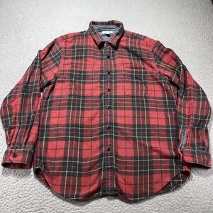 Wallace & Barnes Shirt Mens XL Red Plaid Flannel Button Front Heavyweight Casual
